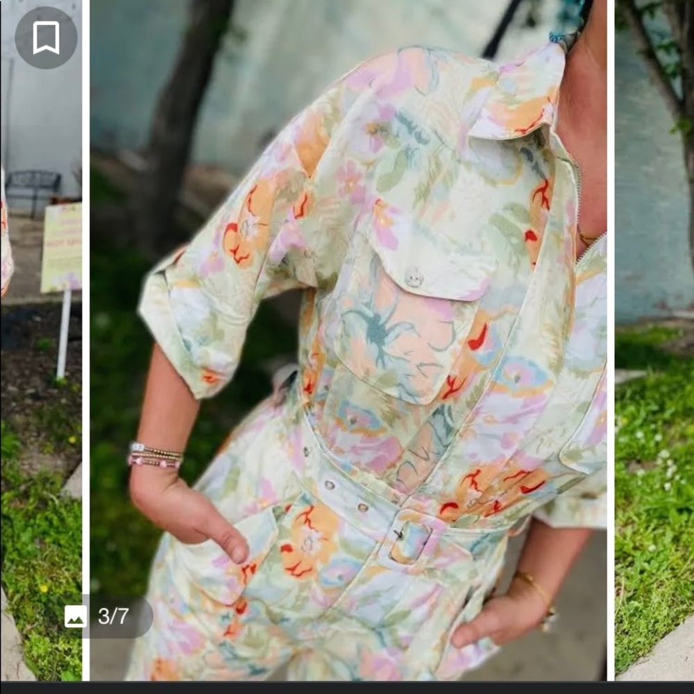 Lena Lime Floral jumpsuit. Size medium.  Brand new with tags.